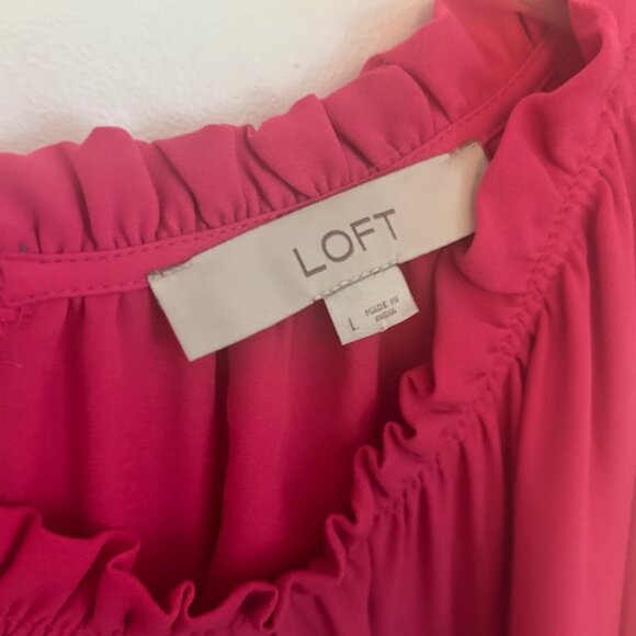 LOFT Tiered Swing Pocket Dress L - Picture 6 of 9